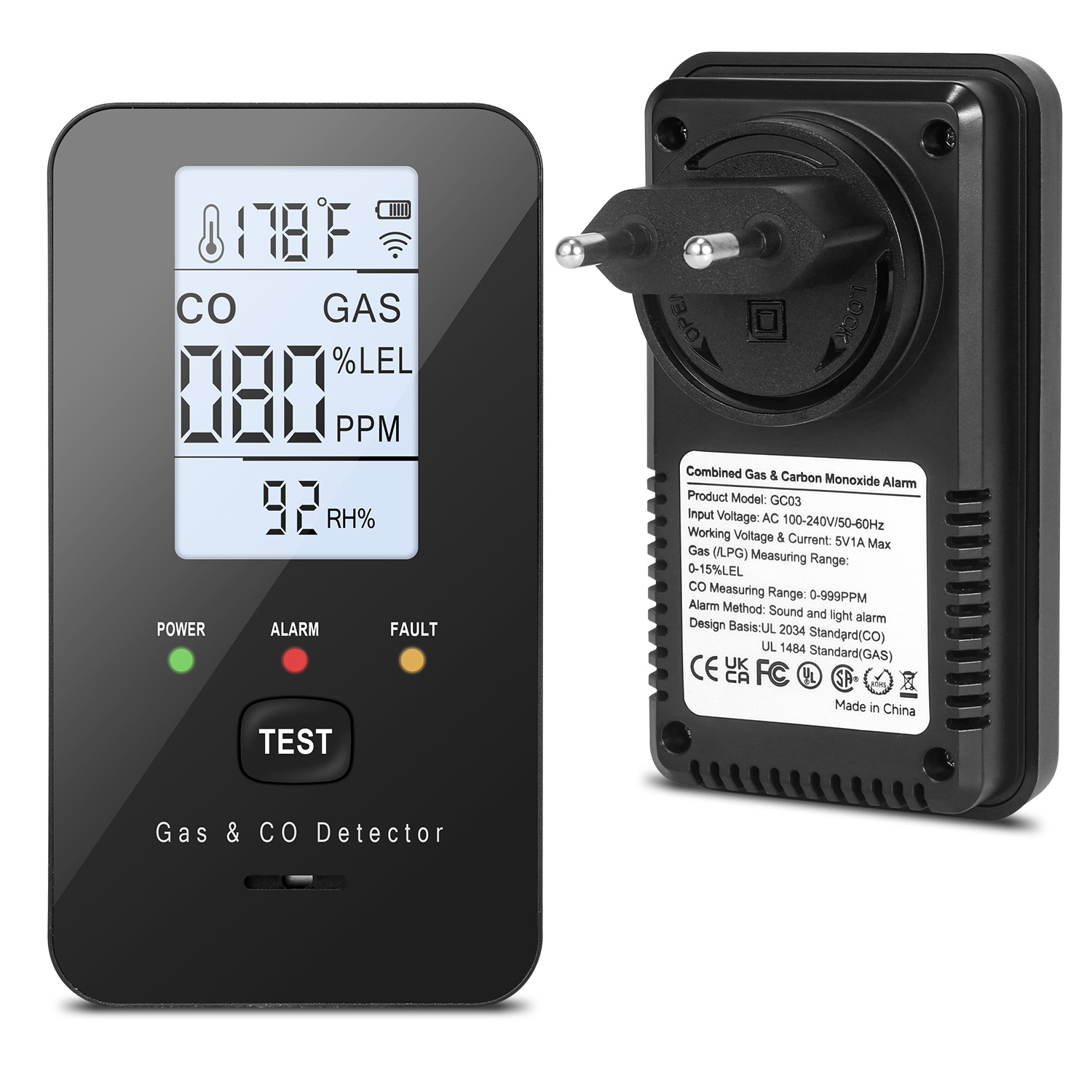 Home Security For Apartments - Détecteur combiné de gaz naturel et