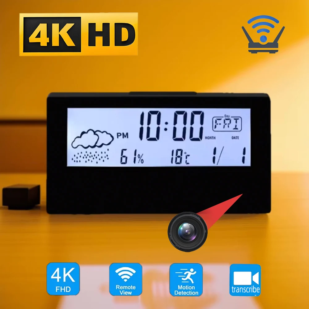 Hidden Camera Clock - Nouvelle mini caméra 4KHD avec horloge,