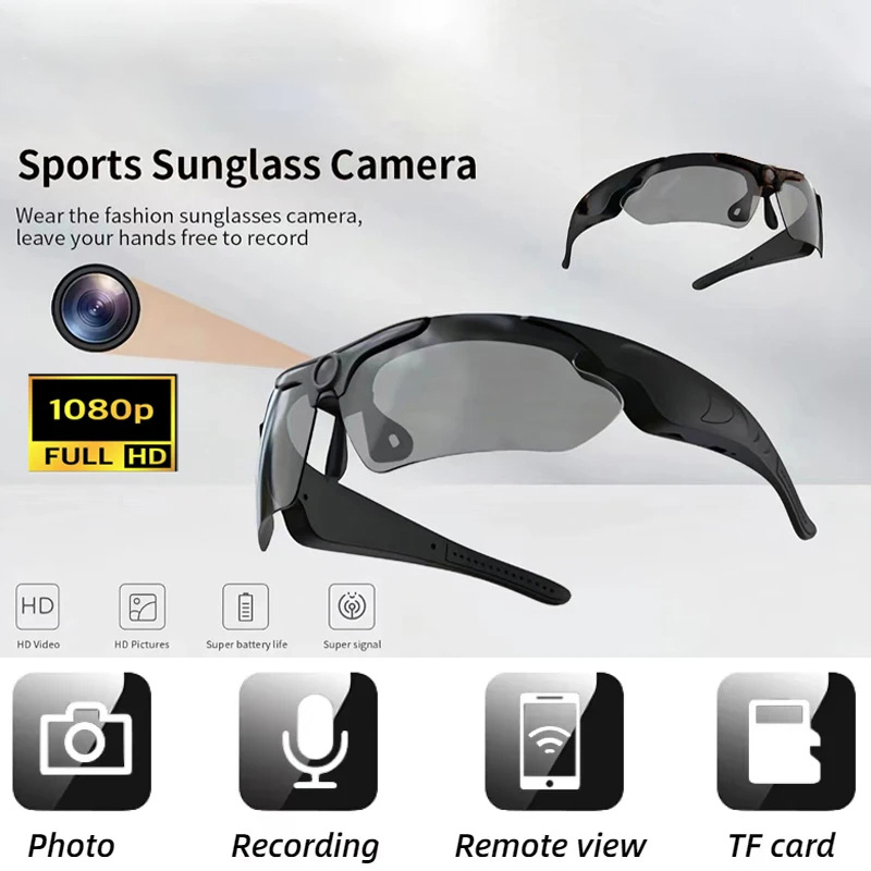 Home Security Cameras - Lunettes intelligentes avec caméra HD 1080P,