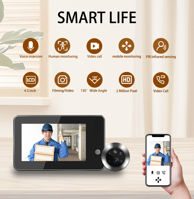 Home Security Doorbell Camera - Sonnette WiFi Tuya Smartlife 4,3 pouces