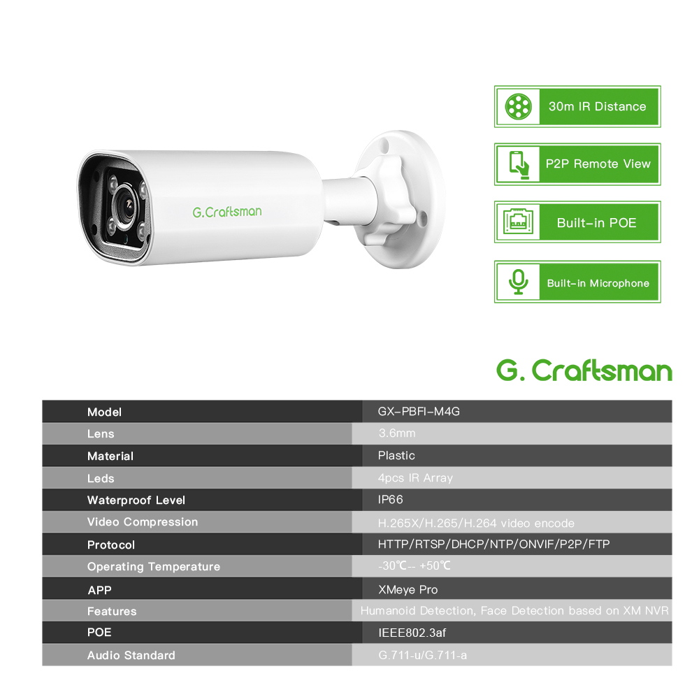 Caméra IP POE C GC PB 4MP, mic - Home Security For Apartments avis et prix